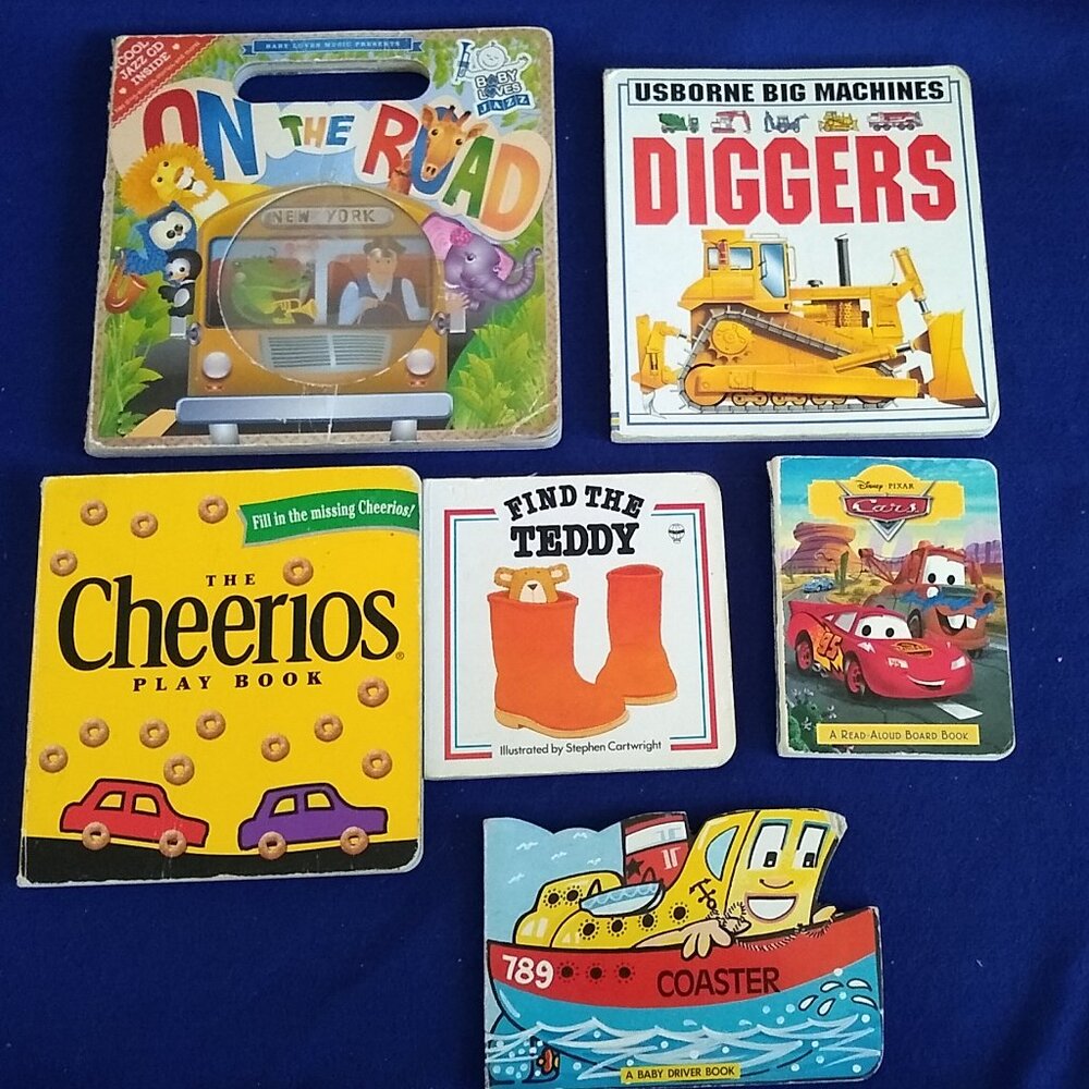 Disney Cars, 789 Coaster, Find the Teddy Bear, Cherrios Book, Road, Diggers x 6